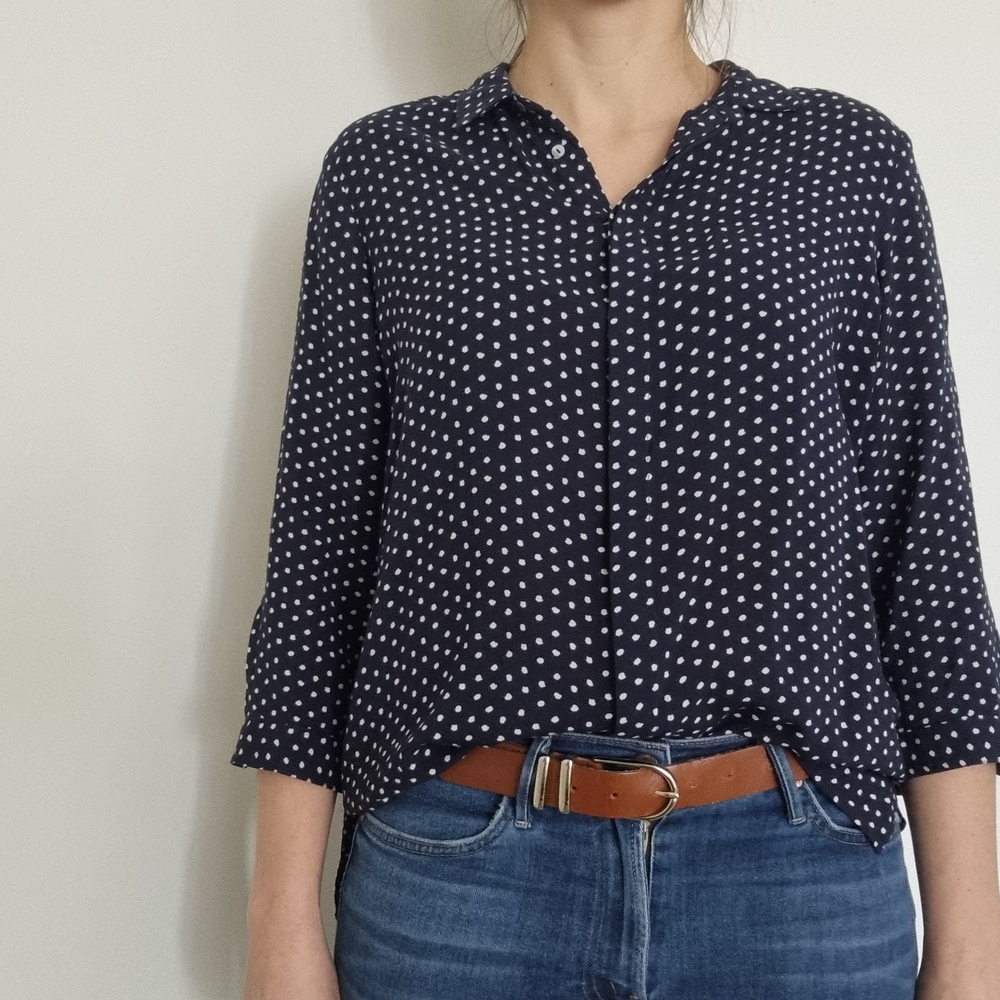 Polka Dot Navy Blue Women's Top